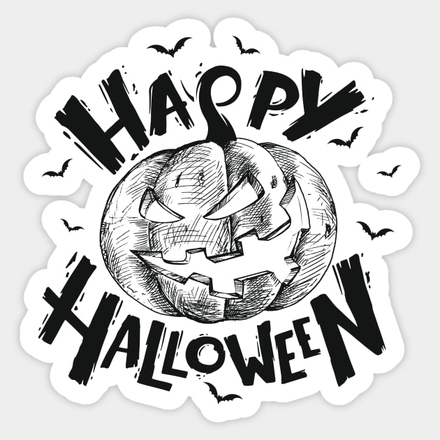 Halloween Scary Evil Pumpkin Funny Pumpkin Head Sticker by BadrBrand